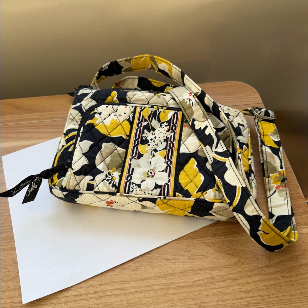 Vera Bradley Floral Crossbody Bag - Yellow & Black, Adjustable Strap - Picture 4 of 16